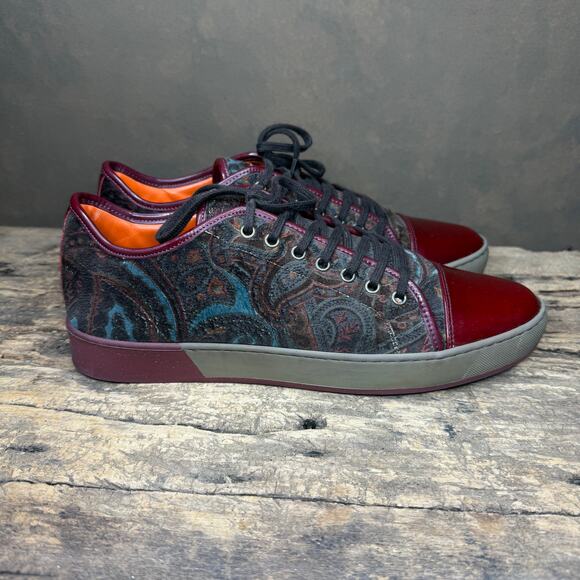 Men's Size 43 EU or 10 US ETRO Designer Casual Leather & Velvet Sneakers - Picture 1 of 11